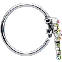 Load image into Gallery viewer, 20G 5/16 Pink CZ Gem Candy Cane Holly Christmas Nose Hoop
