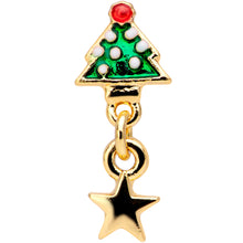 Load image into Gallery viewer, 16G 1/4 Red Gem Gold Tone Tree Christmas Dangle Cartilage Tragus
