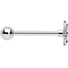 Load image into Gallery viewer, Clear Pink Green Gem Snowflake Christmas Barbell Tongue Ring
