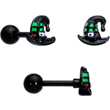 Load image into Gallery viewer, 16G 1/4 Black Hat Sad Ghost Halloween Cartilage Tragus Set of 3
