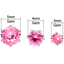 Load image into Gallery viewer, 20G Pink CZ Gem 3mm to 5mm Post Stud Earring Set of 3
