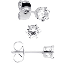 Load image into Gallery viewer, 20G Clear CZ Gem 3mm to 5mm Post Stud Earring Set of 3
