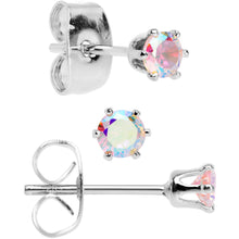 Load image into Gallery viewer, 20G Aurora CZ Gem 3mm to 5mm Post Stud Earring Set of 3
