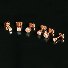 Load image into Gallery viewer, 20G Aurora CZ Gem Rose Gold Tone Post Stud Earring Set of 6
