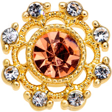 Load image into Gallery viewer, 16G 5/16 Pink Clear CZ Gem Gold Hue Sunburst Labret Monroe Tragus
