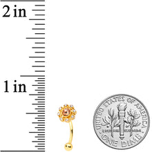 Load image into Gallery viewer, 16G 5/16 Pink Clear CZ Gem Gold Tone Sunburst Curved Eyebrow Ring

