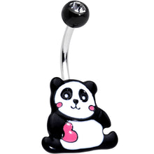 将图片加载到图库查看器，Clear Gem Panda Heart Belly Ring
