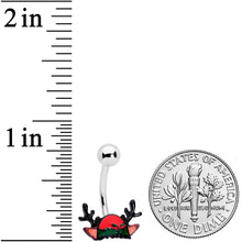 Load image into Gallery viewer, Red Reindeer Antler Hat Christmas Belly Ring
