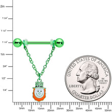 将图片加载到图库查看器，14G 9/16 Leprechaun St Patricks Day Dangle Nipple Ring Set
