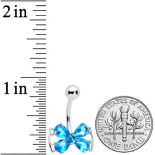 将图片加载到图库查看器，Aqua CZ Gem Beauty Bow Belly Ring
