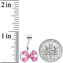 将图片加载到图库查看器，Pink CZ Gem Beauty Bow Belly Ring
