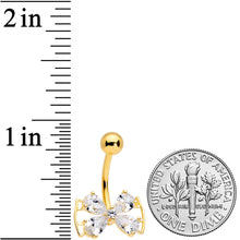 将图片加载到图库查看器，Clear CZ Gem Gold Tone Beauty Bow Belly Ring

