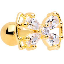 Load image into Gallery viewer, 16G 1/4 Clear CZ Gem Gold Tone Beauty Bow Cartilage Tragus
