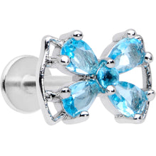 Load image into Gallery viewer, 16G 5/16 Aqua CZ Gem Beauty Bow Labret Monroe Tragus
