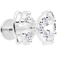 Load image into Gallery viewer, 16G 5/16 Clear CZ Gem Beauty Bow Labret Monroe Tragus
