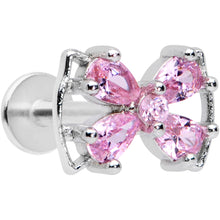 Load image into Gallery viewer, 16G 5/16 Pink CZ Gem Beauty Bow Labret Monroe Tragus
