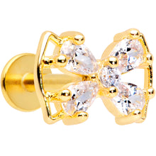 Load image into Gallery viewer, 16G 5/16 Clear CZ Gem Gold Tone Beauty Bow Labret Monroe Tragus
