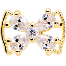 Load image into Gallery viewer, 16G 5/16 Clear CZ Gem Gold Tone Beauty Bow Labret Monroe Tragus
