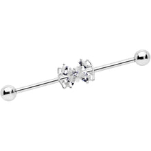 Load image into Gallery viewer, 14G Clear CZ Gem Beauty Bow Industrial Barbell 38mm
