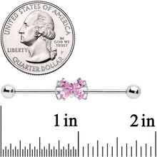 Load image into Gallery viewer, 14G Pink CZ Gem Beauty Bow Industrial Barbell 38mm
