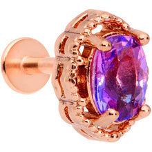 Load image into Gallery viewer, 16G 5/16 Purple Tourmaline Rose Gold Tone Labret Monroe Tragus
