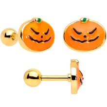 Load image into Gallery viewer, 16G 1/4 Gold Tone Black Cat Halloween Cartilage Tragus Set of 3
