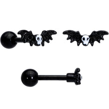 Load image into Gallery viewer, 16G 1/4 Gold Tone Black Cat Halloween Cartilage Tragus Set of 3

