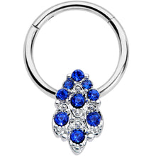 将图片加载到图库查看器，16G 3/8 Blue CZ Gem Chandelier Hinged Segment Ring

