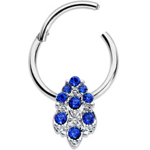 将图片加载到图库查看器，16G 3/8 Blue CZ Gem Chandelier Hinged Segment Ring
