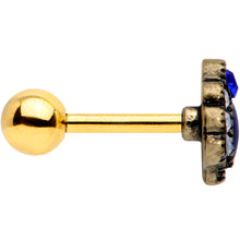 Load image into Gallery viewer, 16G 1/4 Blue Gem Gold Tone Heirloom Drop Cartilage Tragus Earring
