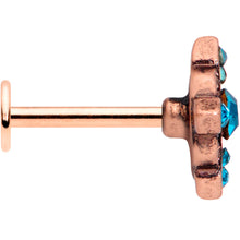 Load image into Gallery viewer, 16G 6/15 Aqua Gem Rose Gold Tone Renaissance Labret Monroe Tragus
