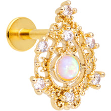 Load image into Gallery viewer, 16G 5/16 White Synthetic Opal Gold Tone Labret Monroe Tragus

