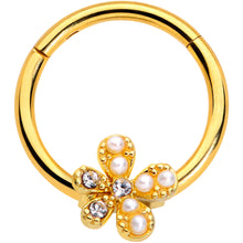 Load image into Gallery viewer, 16G 3/8 Clear Gem Gold Tone Stylish Splat Hinged Segment Ring
