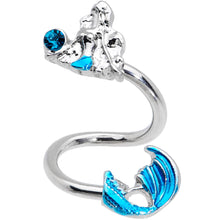 Load image into Gallery viewer, Aqua Gem Blue Mermaid Spiral Twister Belly Ring
