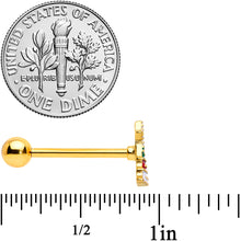 将图片加载到图库查看器，Gold Tone Red Green White Holiday Tree Christmas Barbell Tongue Ring
