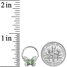 Load image into Gallery viewer, 16G 3/8 Green Gem Lacy Butterfly Hinged Segment Ring
