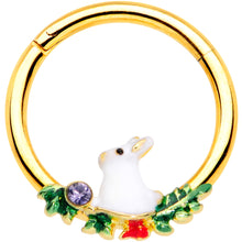 将图片加载到图库查看器，16G 3/8 Purple Gem Gold Tone White Rabbit Hinged Segment Ring
