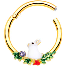 将图片加载到图库查看器，16G 3/8 Purple Gem Gold Tone White Rabbit Hinged Segment Ring
