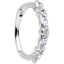 将图片加载到图库查看器，16G 3/8 Clear CZ Gem Little Hearts Valentine Hinged Segment Ring
