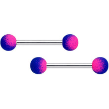 Load image into Gallery viewer, 14G 9/16 Pink Blue Ombre Soft Finish Barbell Nipple Ring Set
