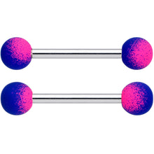 Load image into Gallery viewer, 14G 9/16 Pink Blue Ombre Soft Finish Barbell Nipple Ring Set
