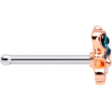Load image into Gallery viewer, 20G 1/4 Clear Aqua Gem Rose Gold Tone Glam Butterfly Nose Bone

