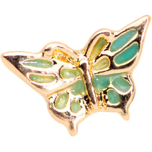 将图片加载到图库查看器，16G 1/4 Gold Tone Green Inlay Butterfly Cartilage Tragus Earring
