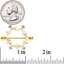 Load image into Gallery viewer, 14G 3/4 Clear Gem Gold Tone Snowflake Christmas Nipple Shield Set
