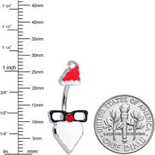 将图片加载到图库查看器，Red Gem Santa Face Glasses Christmas Belly Ring
