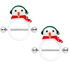 Load image into Gallery viewer, 14G 9/16 Winter Snowman Christmas Nipple Shield Set
