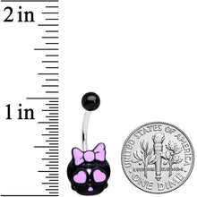 Load image into Gallery viewer, Cutie Heart Bow Black Skull Halloween Belly Ring
