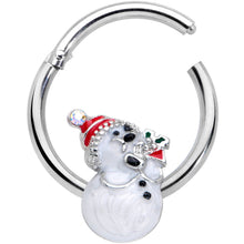 Load image into Gallery viewer, 16G 3/8 Clear Gem Snowman Christmas Hinged Segment Ring
