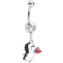 Load image into Gallery viewer, Clear Red Gem Penguin Heart Valentines Day Dangle Belly Ring
