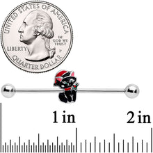 Load image into Gallery viewer, 14G Black Cat Santa Hat Christmas Industrial Barbell 38mm
